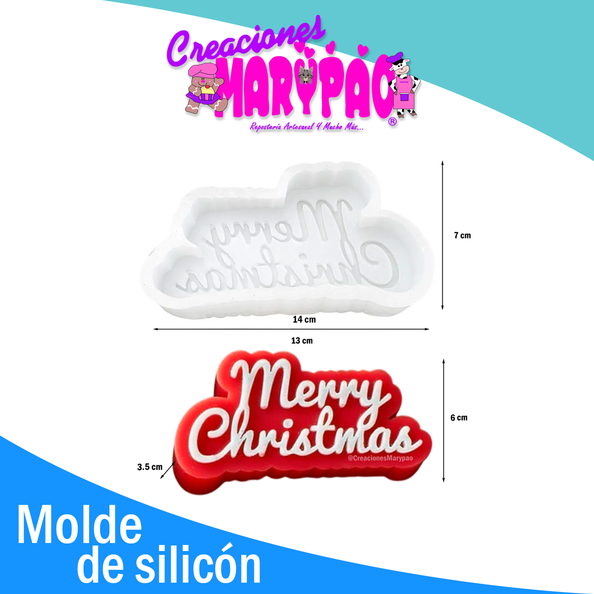 Molde de Silicón Velas Navidad Merry Christmas 🎄