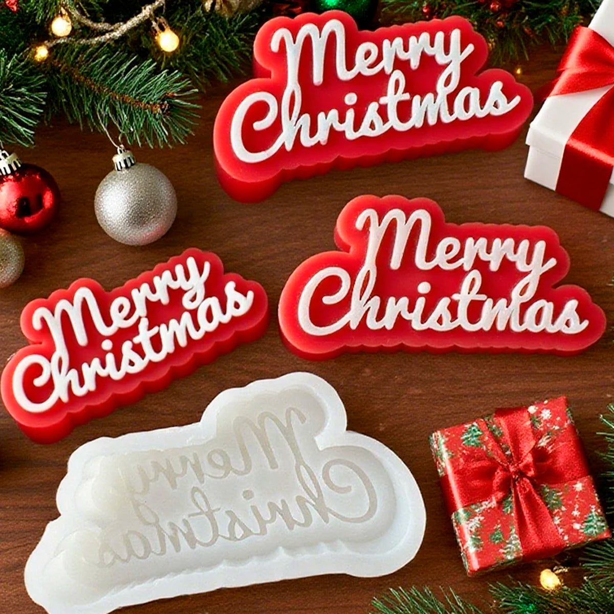 Molde de Silicón Velas Navidad Merry Christmas 🎄