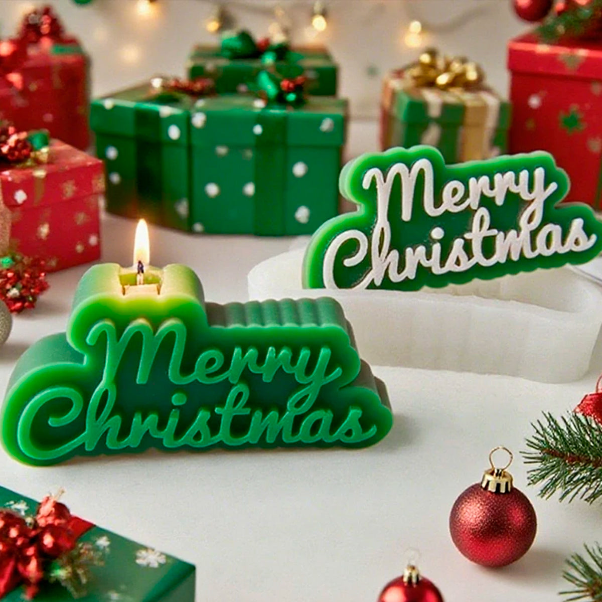 Molde de Silicón Velas Navidad Merry Christmas 🎄