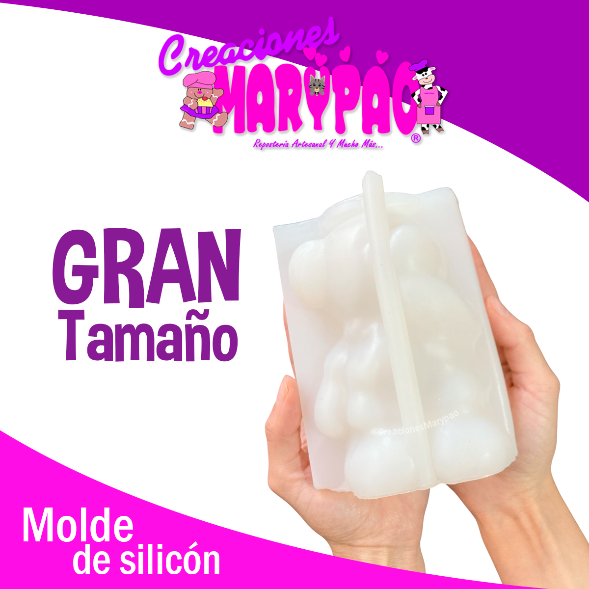Molde de Silicón – Osita 13 cm 🐻🎀 Velas Figuras De Yeso