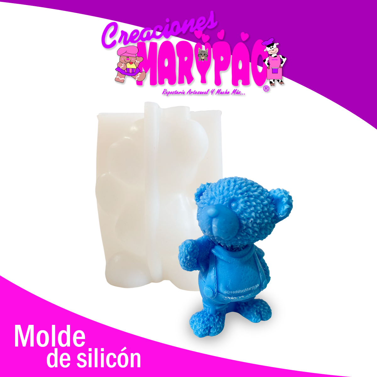 Molde de Silicón – Osito 13 cm 🐻✨ Velas Figuras De Yeso