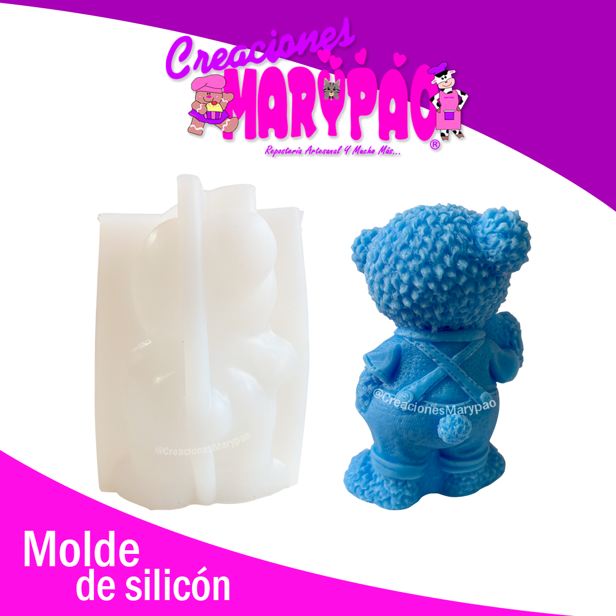 Molde de Silicón – Osito 13 cm 🐻✨ Velas Figuras De Yeso
