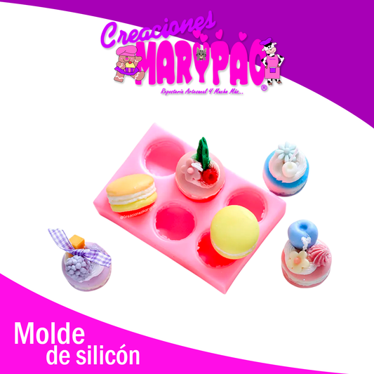 🩷 Molde de Silicón en Forma de Macarons – Velas Postres🩷