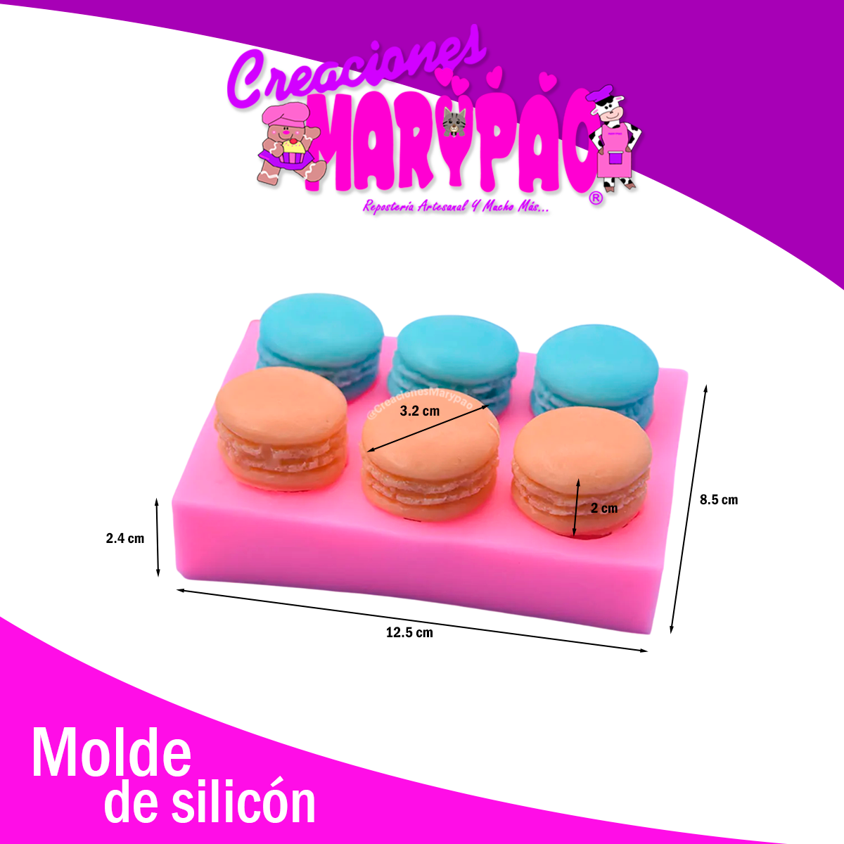 🩷 Molde de Silicón en Forma de Macarons – Velas Postres🩷