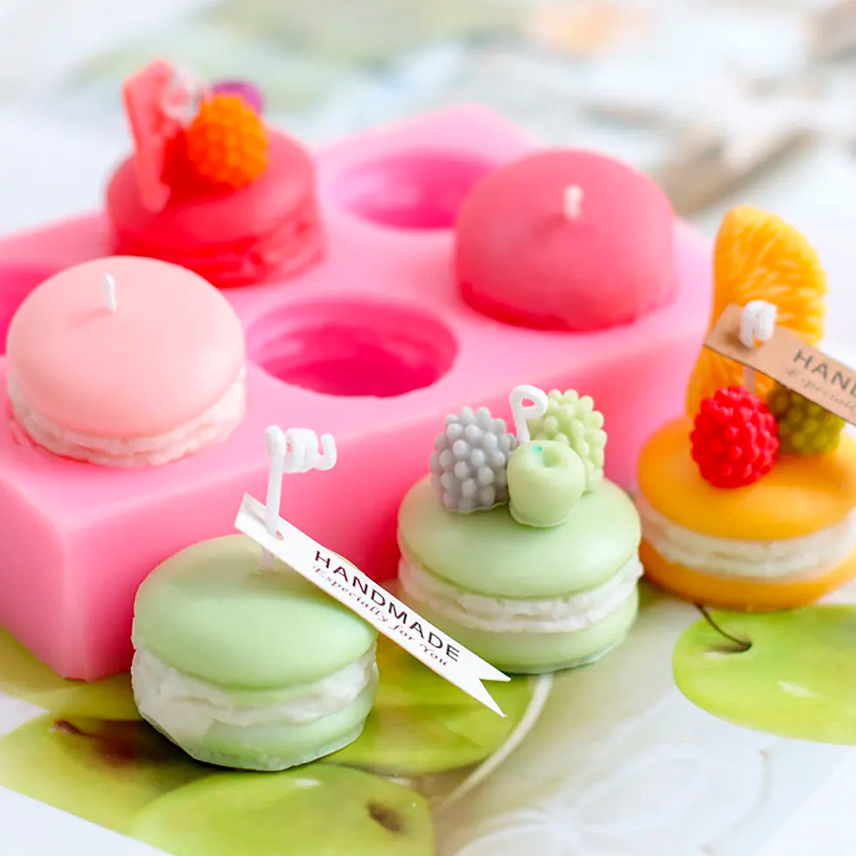 🩷 Molde de Silicón en Forma de Macarons – Velas Postres🩷