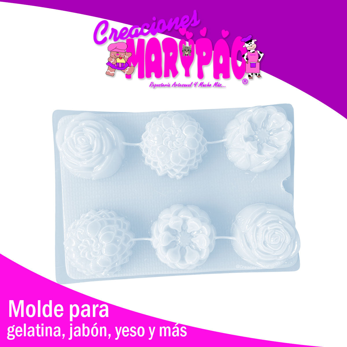 Molde Flores Surtidas Jabones Gelatinas Individuales Yeso