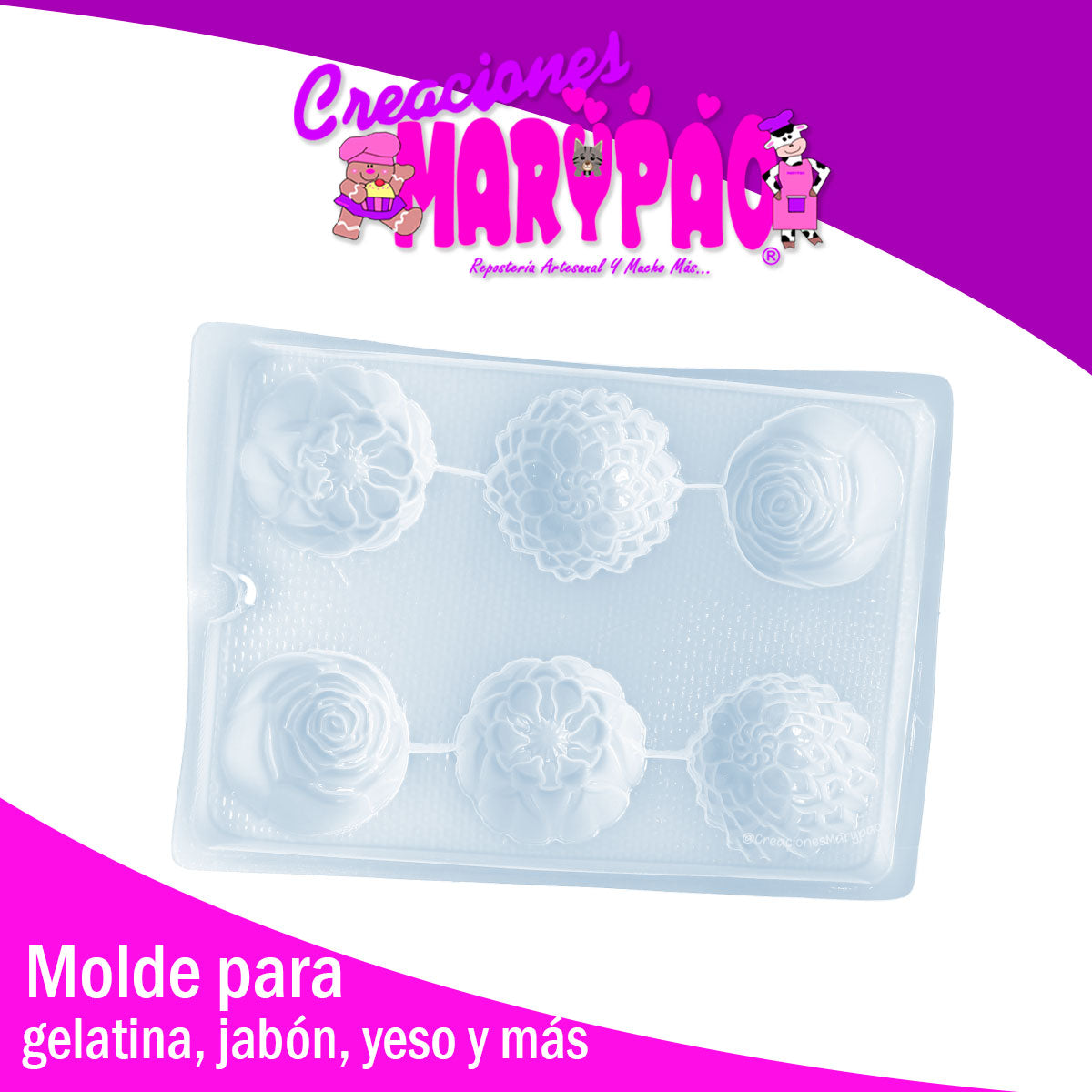 Molde Flores Surtidas Jabones Gelatinas Individuales Yeso
