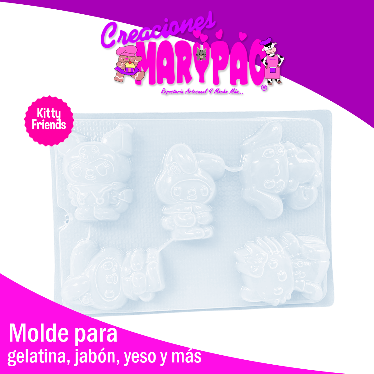 Molde Kitty Friends Surtido Gelatinas Yeso