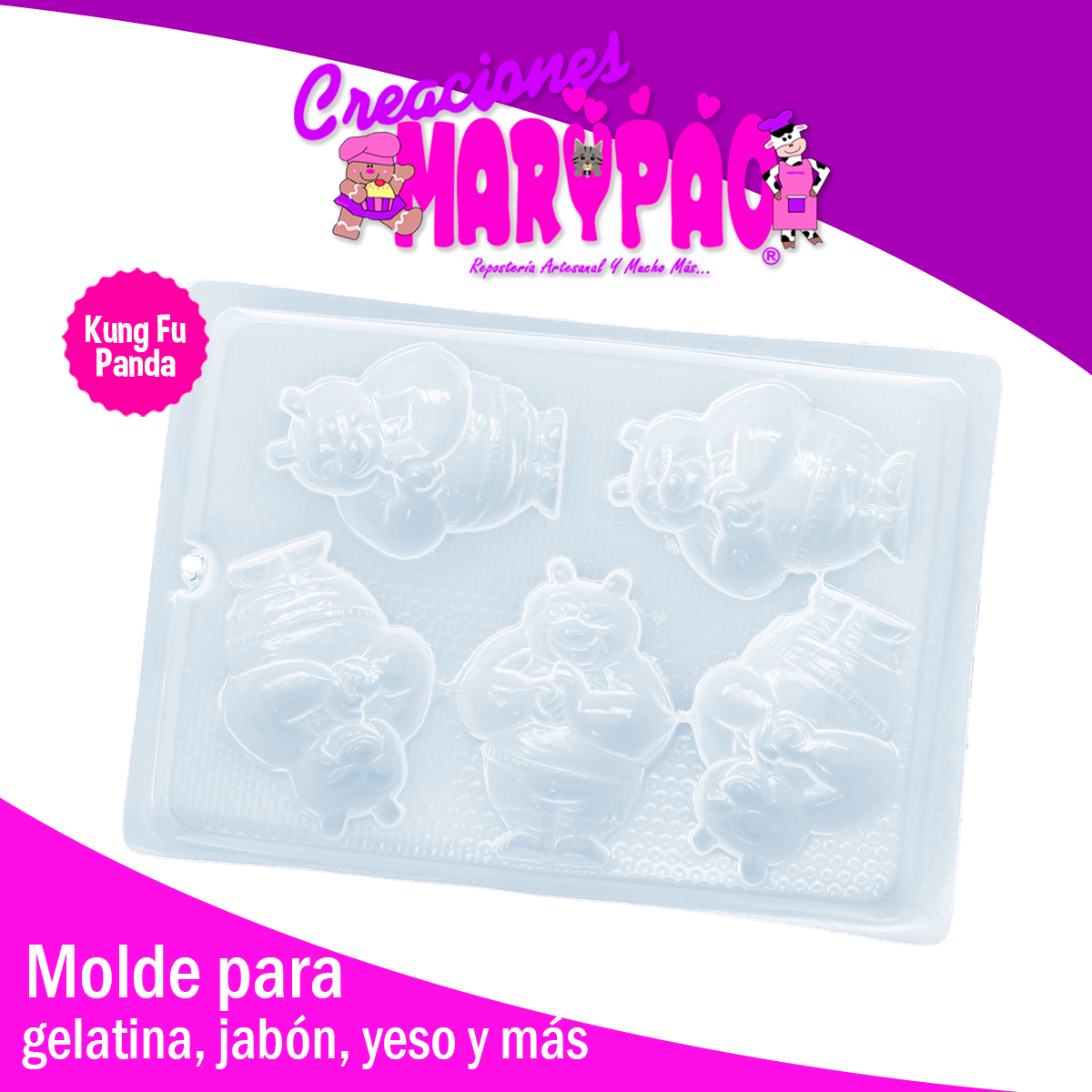 Molde Kung Fu Panda Gelatinas Jabones Figuras Yeso