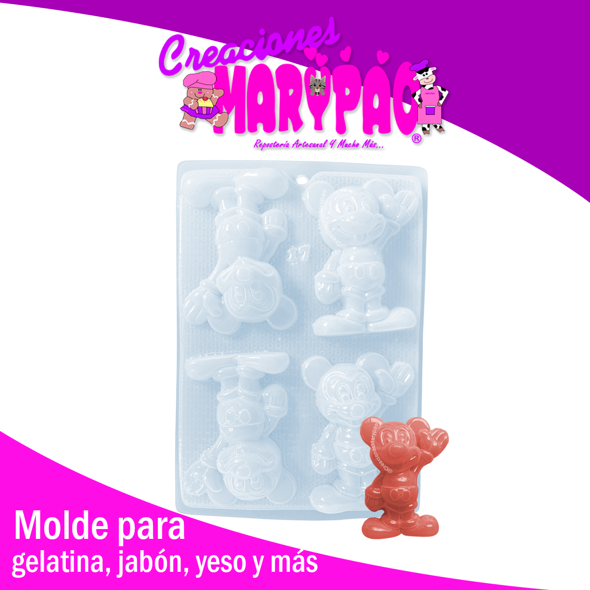🐭Molde Mickey Mouse (Cuerpo Completo, 4 cavidades) 🎉✨