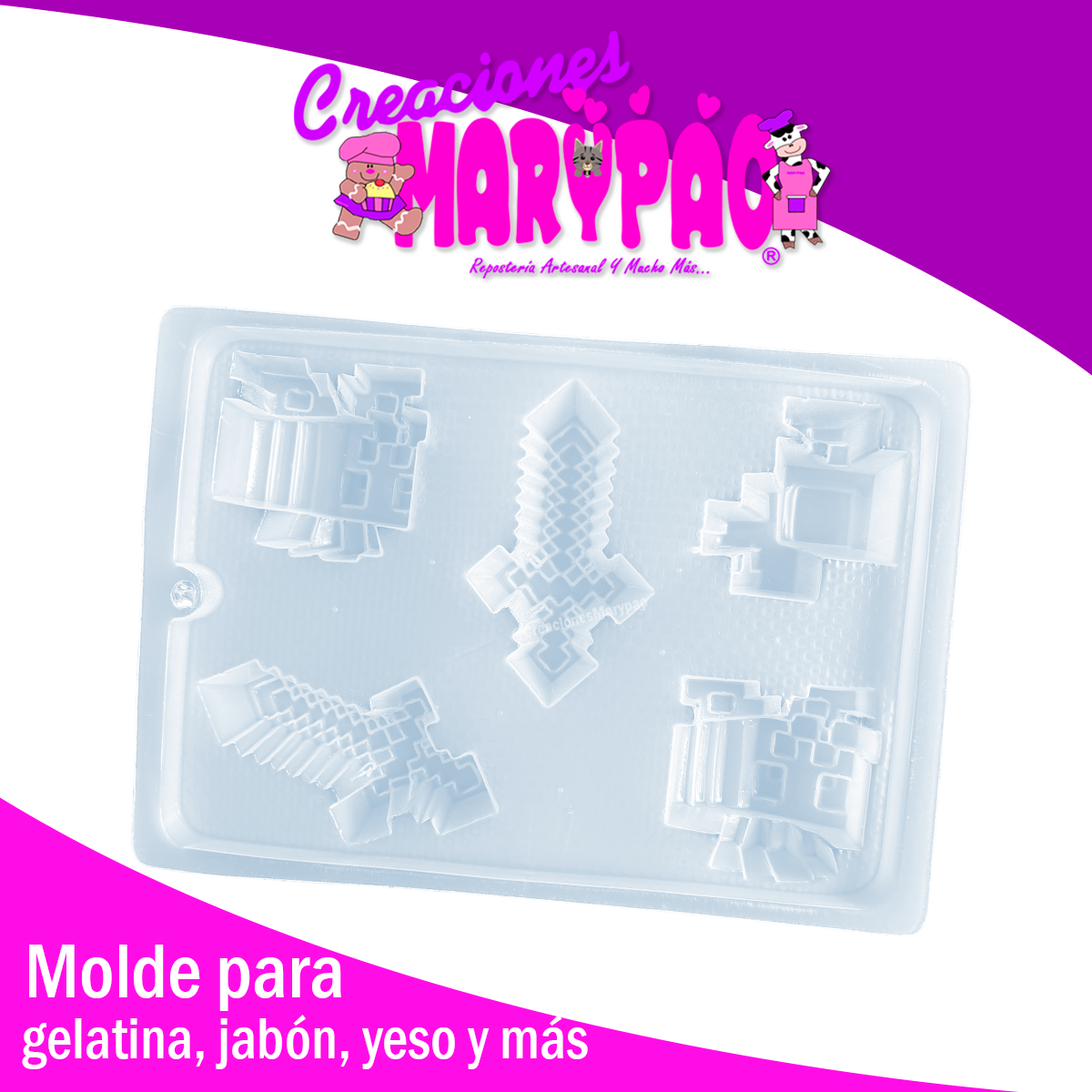 Molde Minecraft Espada Y Más ⚔️ Yeso Gelatinas