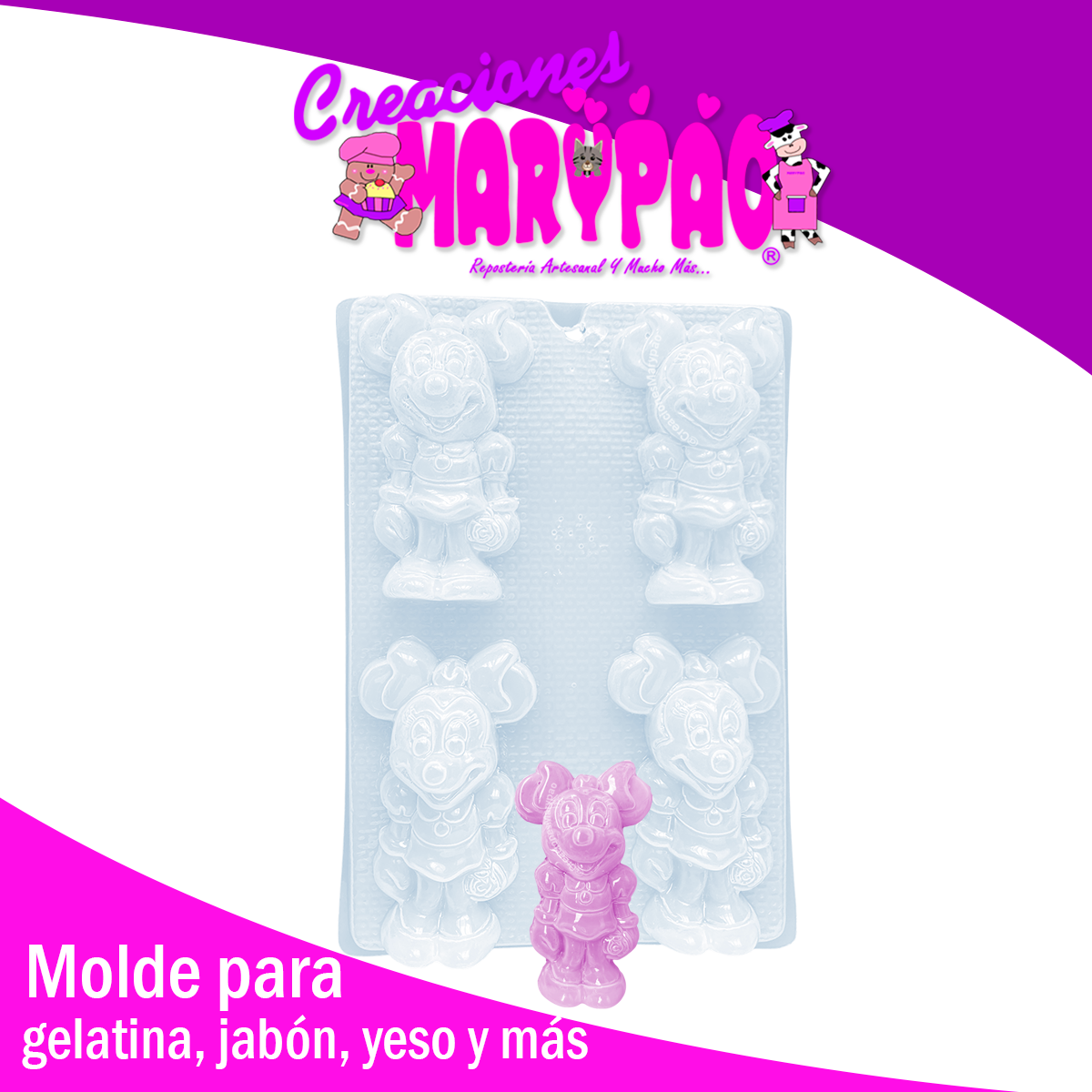 🐭Molde Minnie Mouse (Cuerpo Completo, 4 cavidades)🎀