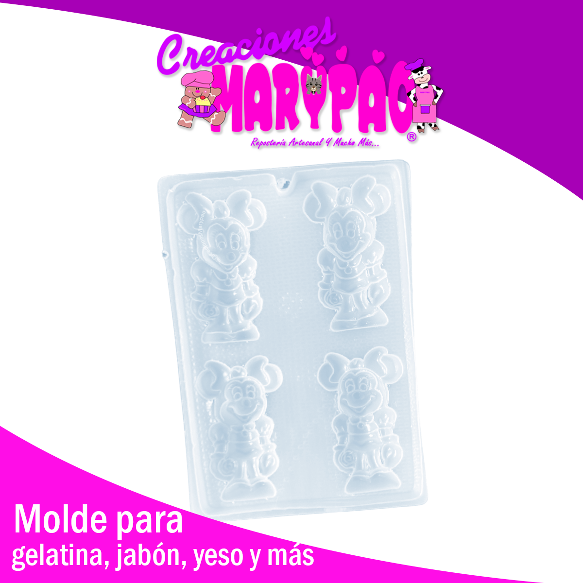 🐭Molde Minnie Mouse (Cuerpo Completo, 4 cavidades)🎀