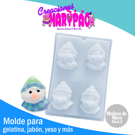 Molde Muñeco De Nieve Mod2 Navidad  Gelatina Jabon  Vela