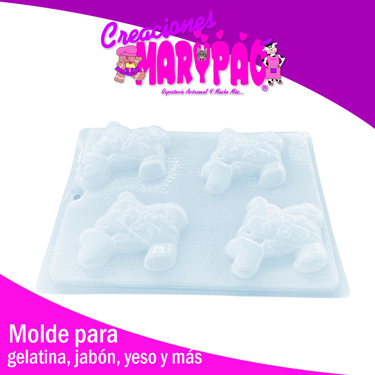 Molde Osito con Globo Jabones Gelatinas San Valentín