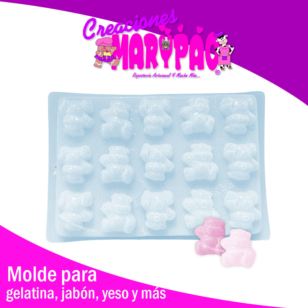Molde Osito con Corazón Febrero Amor Jabón Gomitas