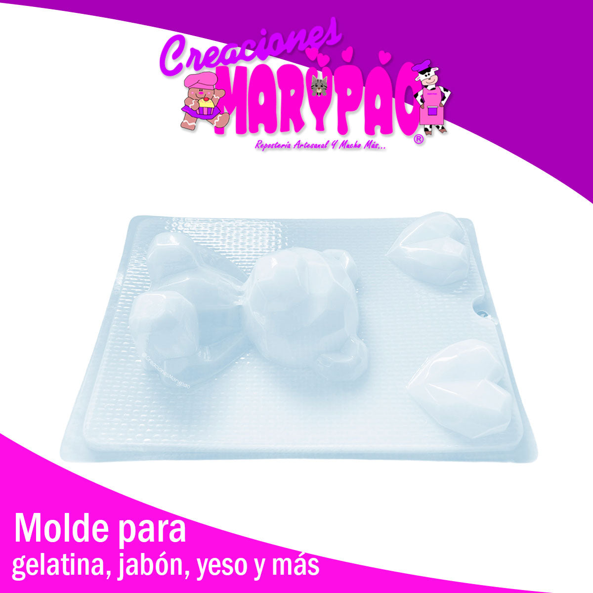 Molde Osito y Corazones Diamante Jabones Gelatinas Febrero