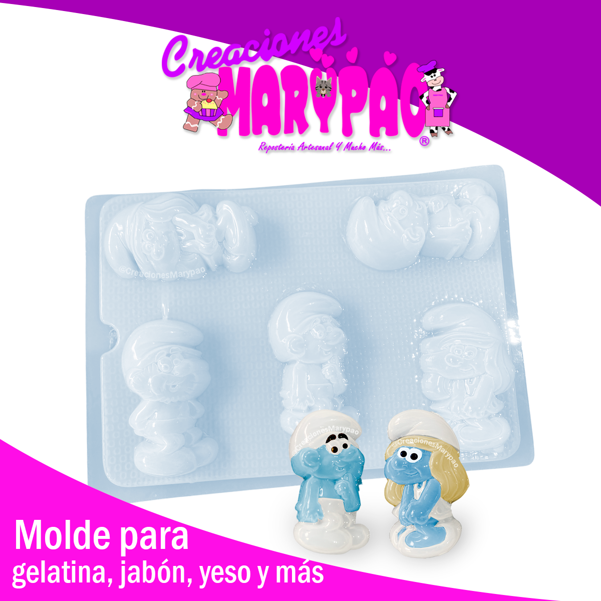 Molde Pitufos Gelatinas, Yesitos y Más 🍄