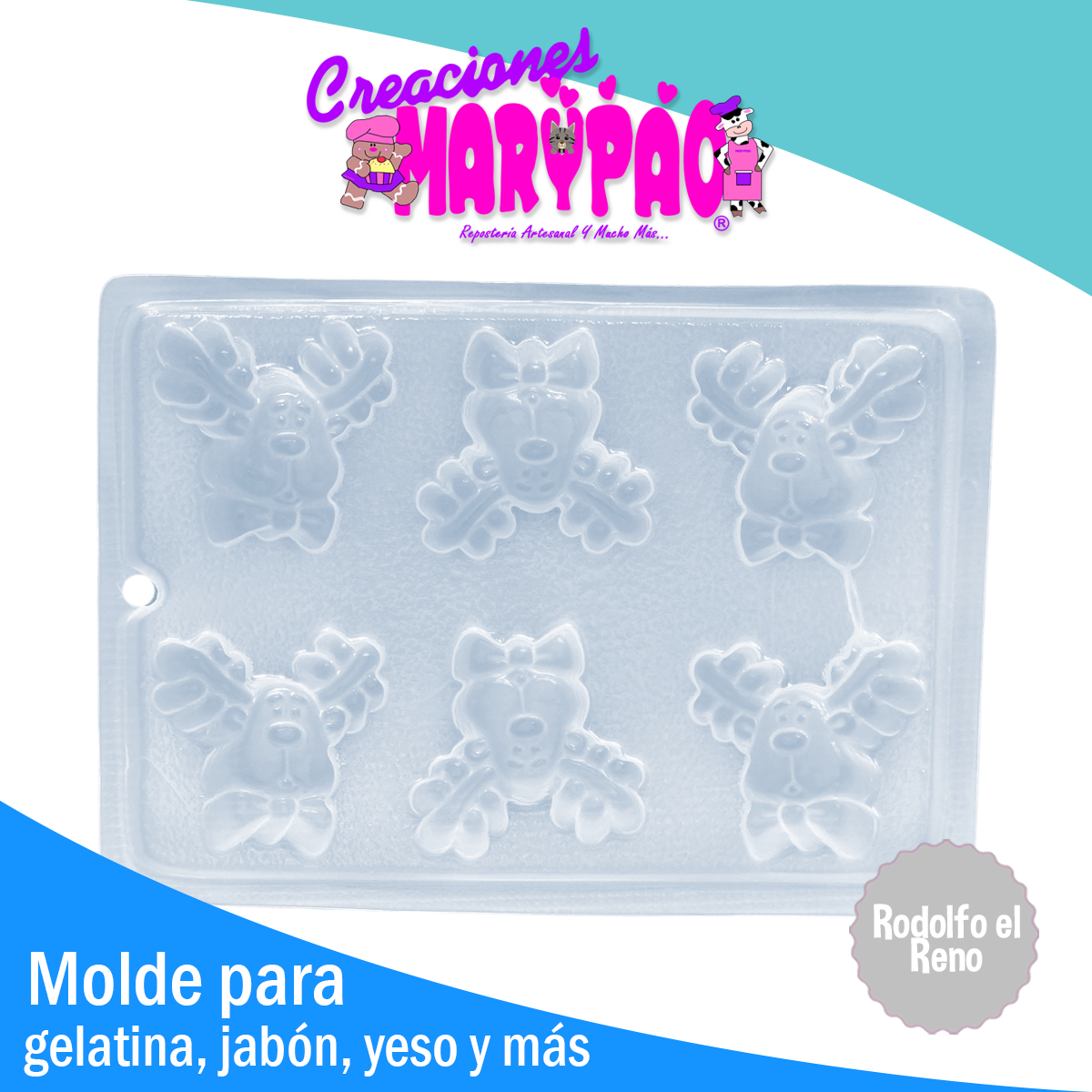 Molde Cara de Reno Navidad Velas Jabones Gelatinas