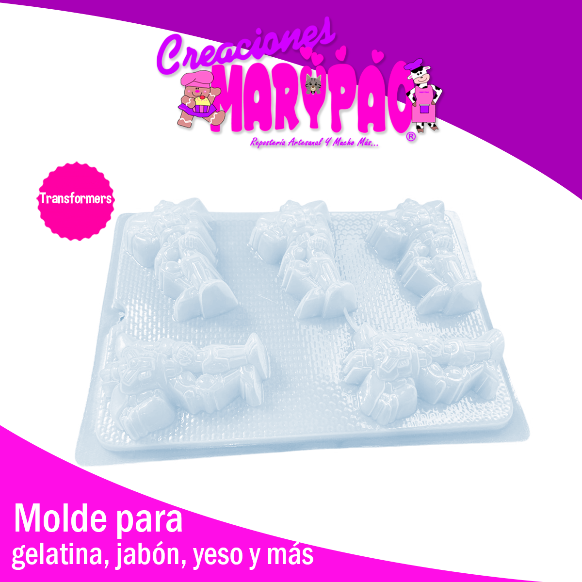 Molde Transformers Gelatinas Jabones Figuras Yeso