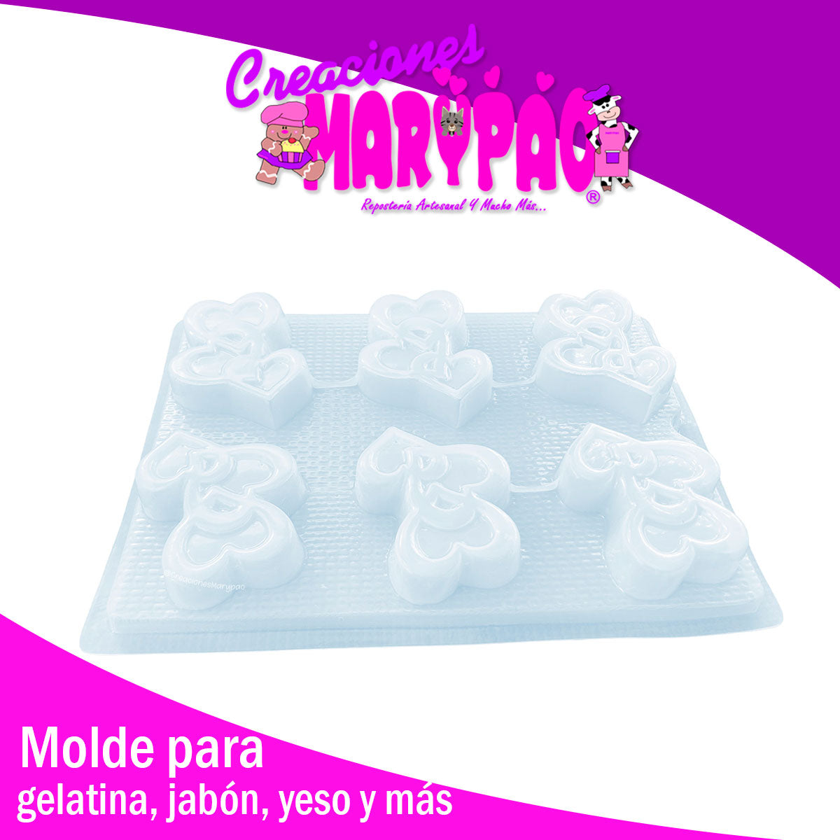 Molde Jabon Gelatina 14 De Febrero 3 Corazones Amor Resina