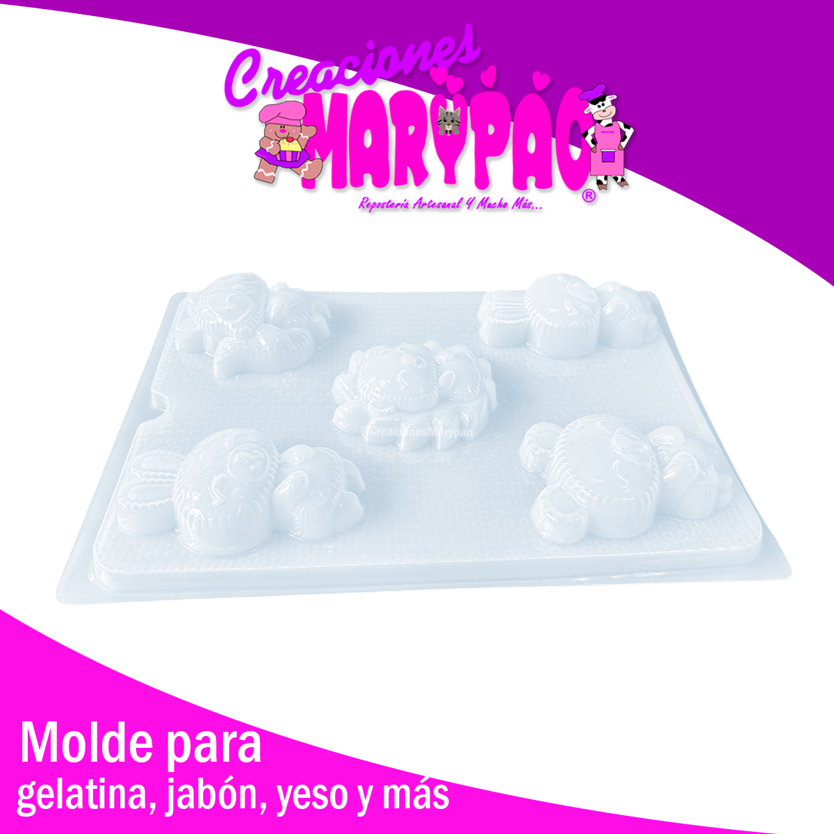 Molde Animalitos Kawaii Gelatinas Jabones Yeso 🐰🐻🦔🦝 🌟