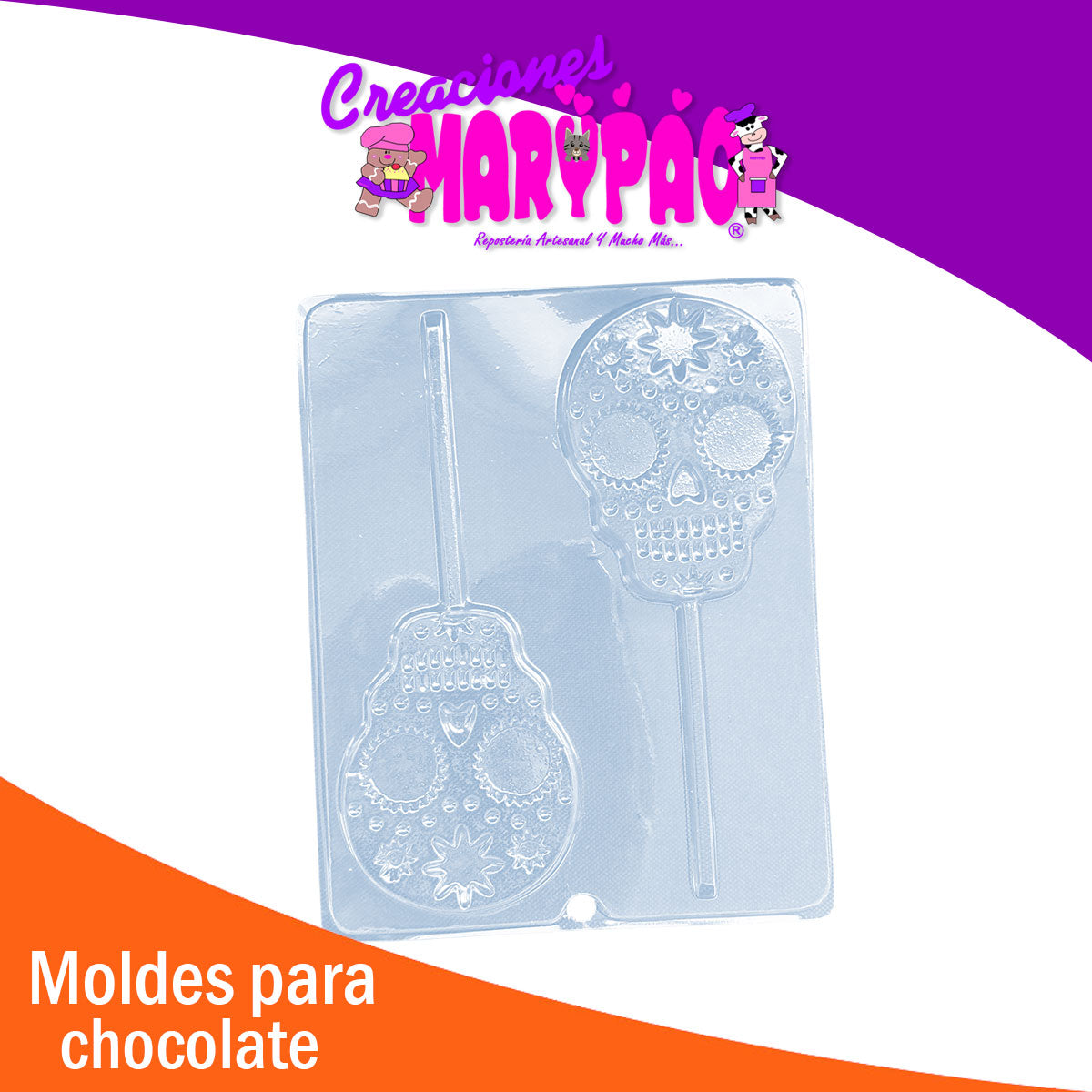 Moldes Paletas de Chocolate Calaveras Día de Muertos