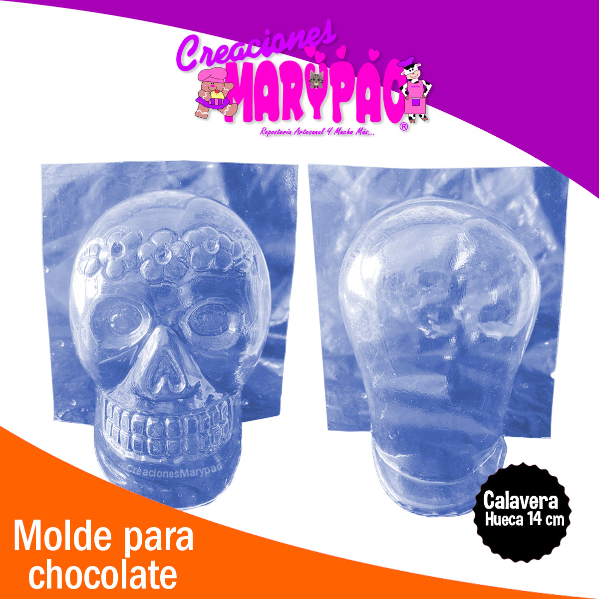 Molde Calavera Hueca 14 cm Chocolate Halloween Dia de Muertos