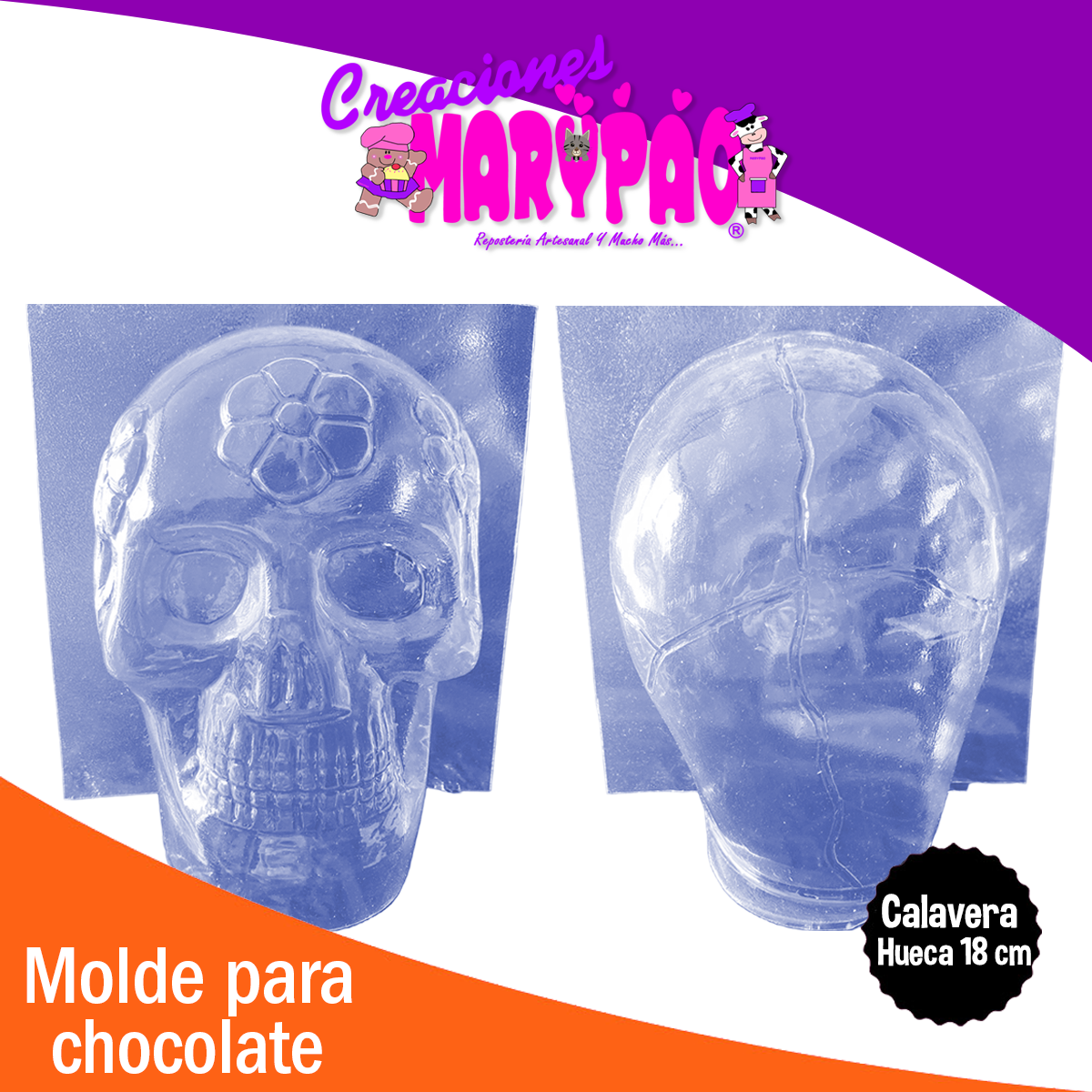 Molde Calavera Hueca 18 Cm Chocolates Dia De Muertos