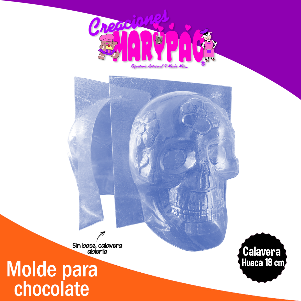 Molde Calavera Hueca 18 Cm Chocolates Dia De Muertos