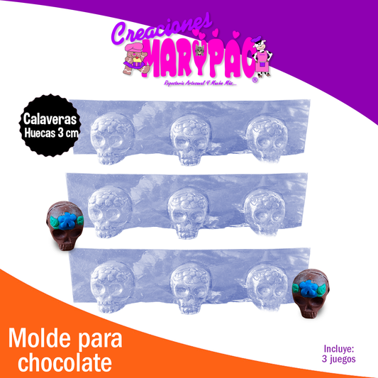 Moldes Calaveras De Chocolate Mini 3 Cm Día de Muertos