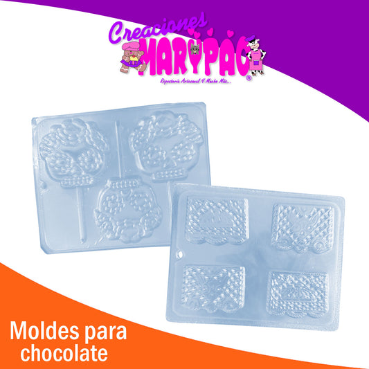 Moldes Paletas de Chocolate Calaveras y Papel Picado Día de Muertos