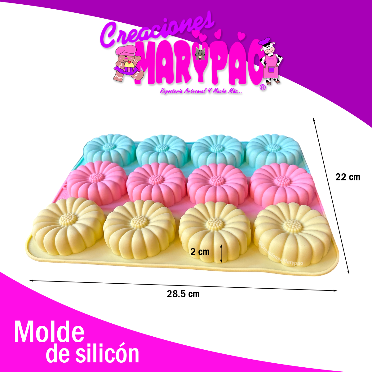 🌸 Pack de Moldes de Silicón – Margaritas + Molde de Flores de Regalo 🌸