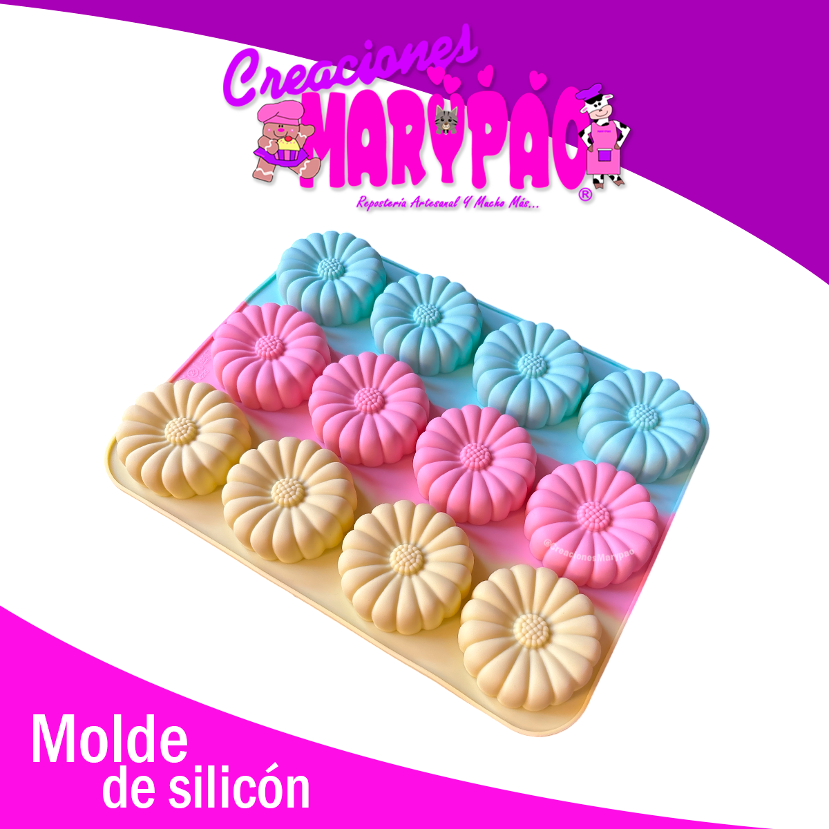 🌸 Pack de Moldes de Silicón – Margaritas + Molde de Flores de Regalo 🌸