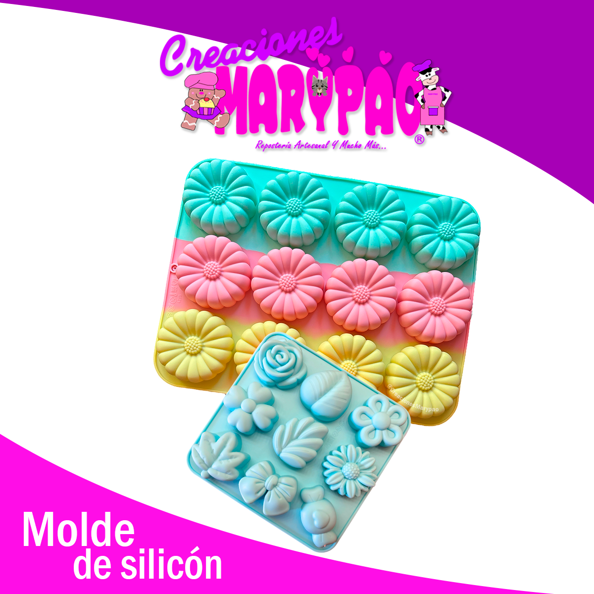 🌸 Pack de Moldes de Silicón – Margaritas + Molde de Flores de Regalo 🌸