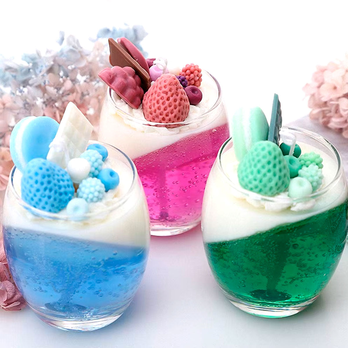 Moldes De Silicón Pack Velas Postres: Fresas, Blueberries y Macarrones Mini