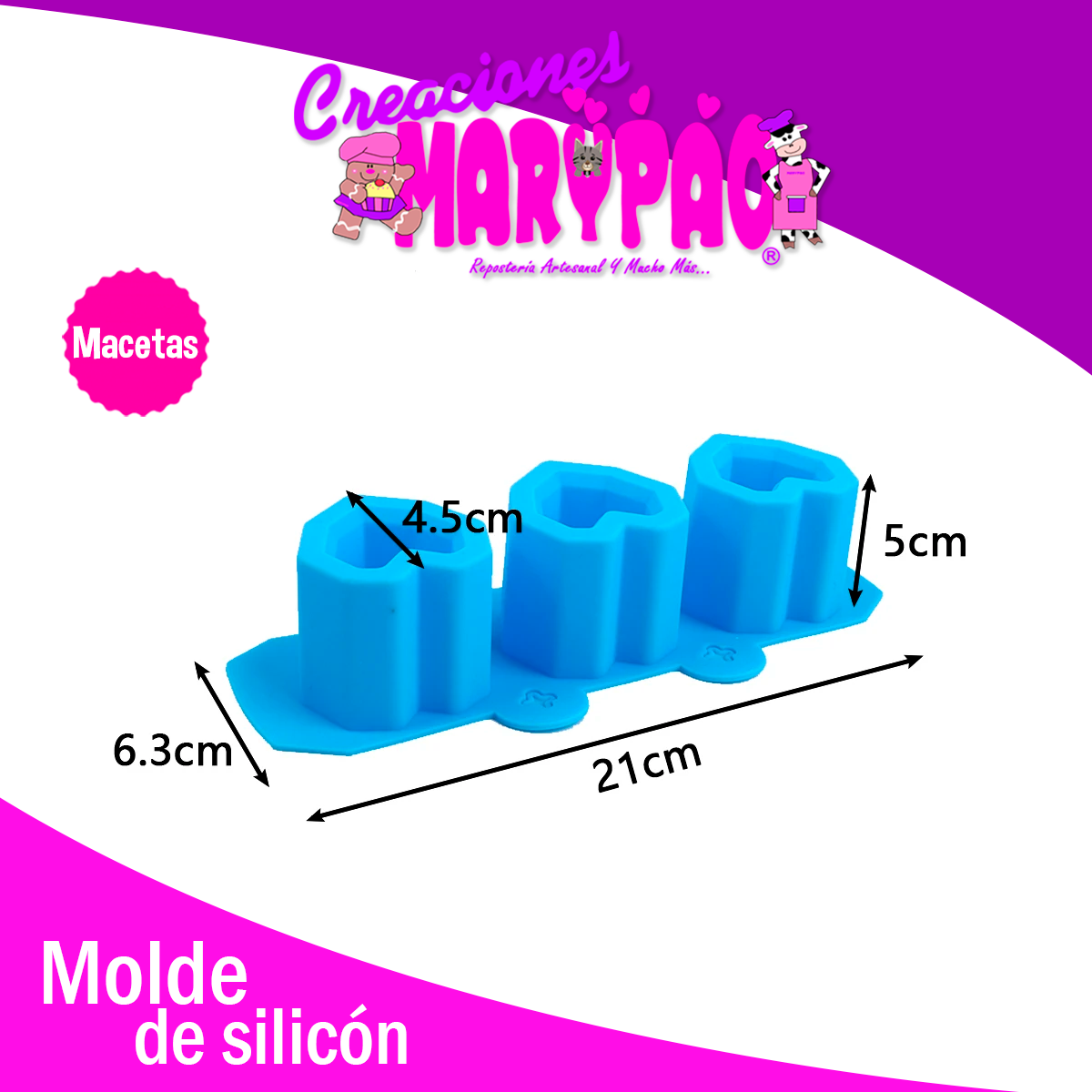 Molde De Silicón Macetas Corazón Y Cuadrada Pack Suculentas