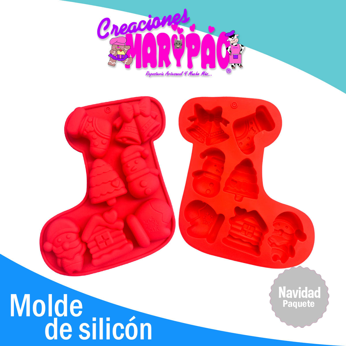 Moldes De Silicón Navidad Bota Árbol Pino Paquete Oferta