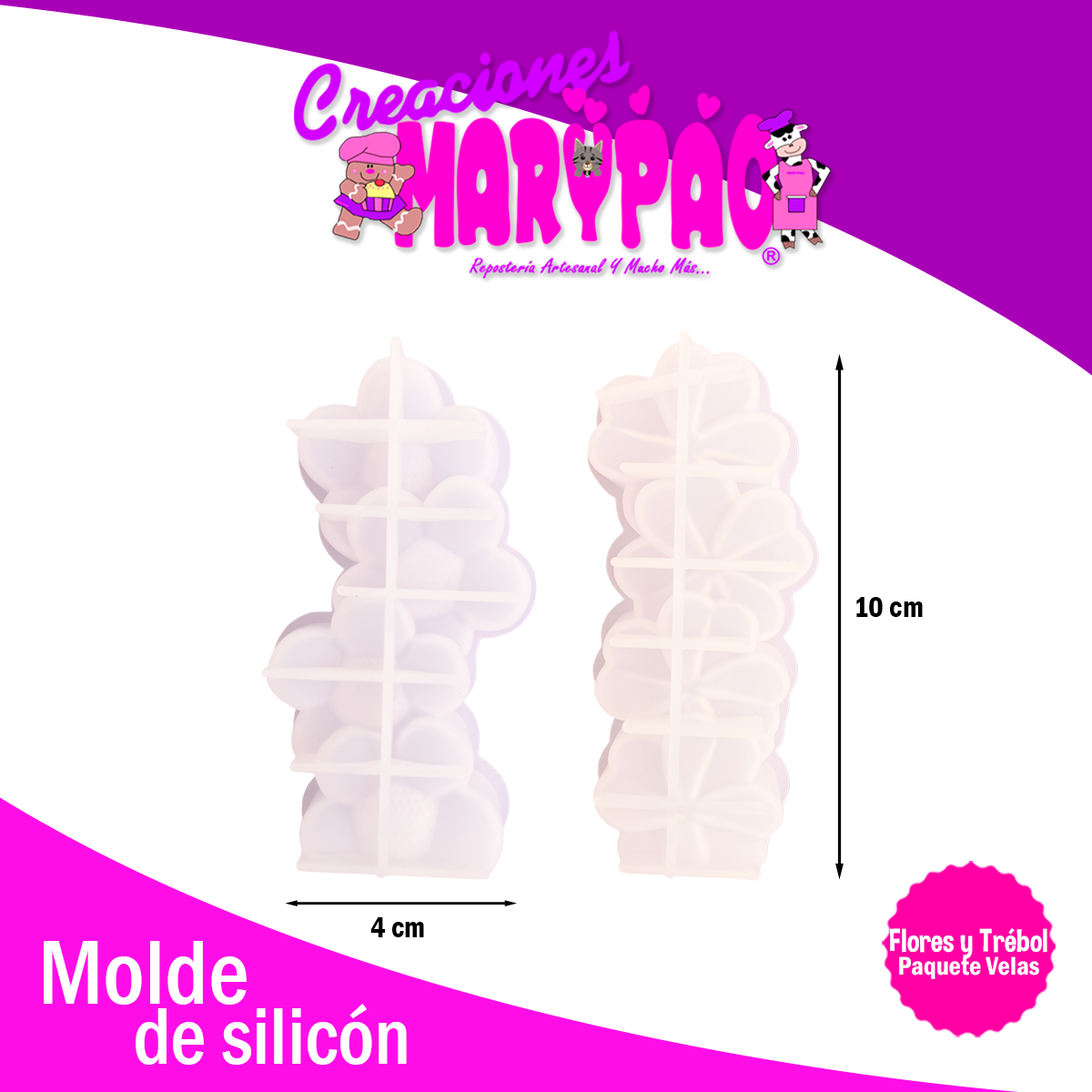 Moldes De Silicón Para Velas Flores y Trébol