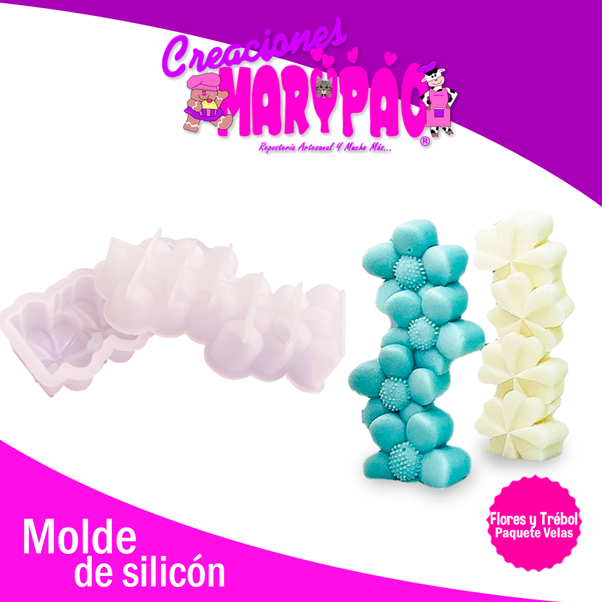 Moldes De Silicón Para Velas Flores y Trébol