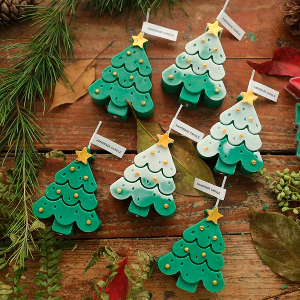 🎄 Pack de Moldes de Silicón Arbolitos de Navidad Velas 🕯️