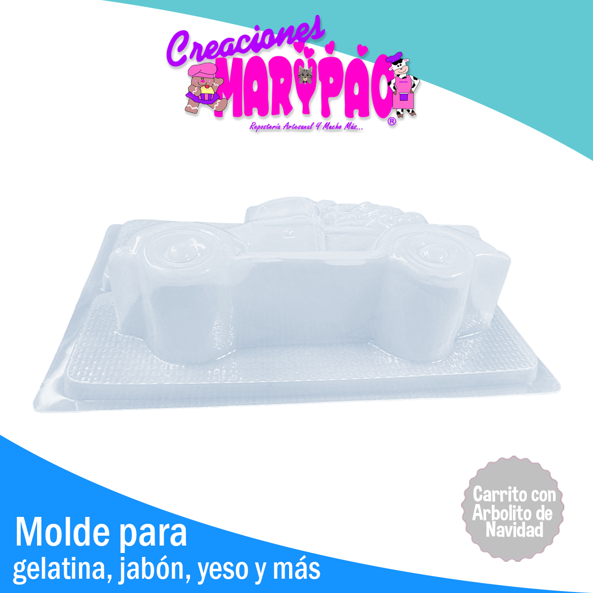 Molde Carrito con Árbol de Navidad Gelatinas