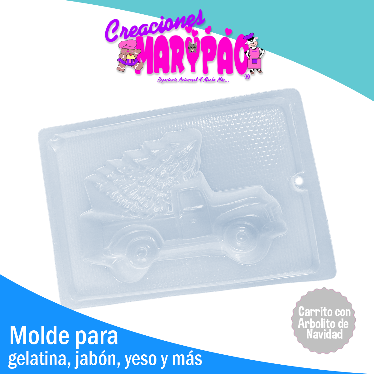 Molde Carrito con Árbol de Navidad Gelatinas