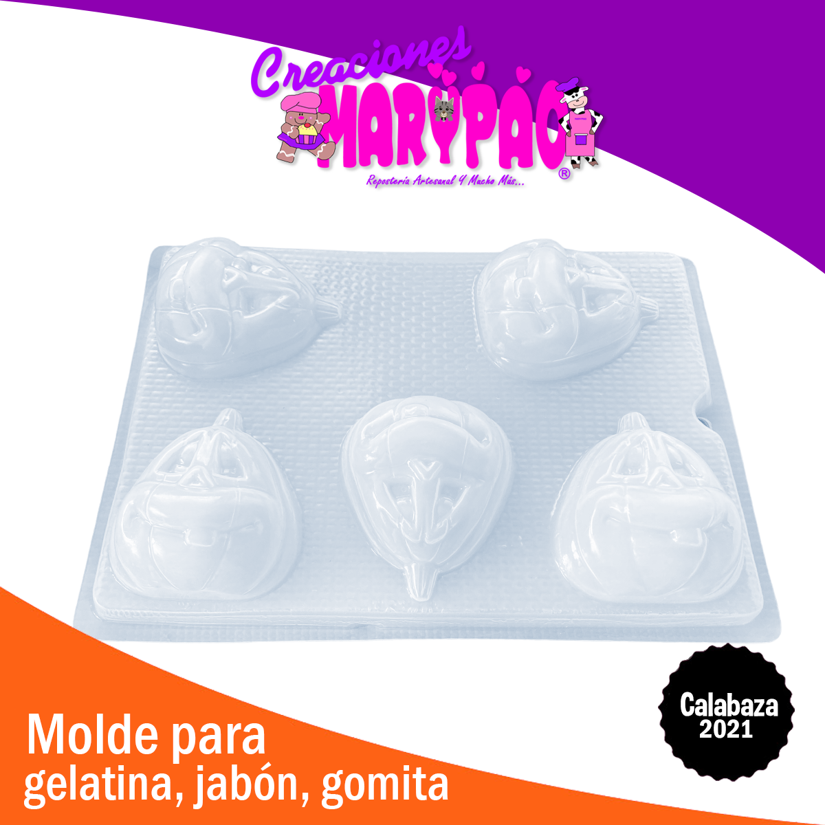 Molde Calabaza 2021 Grande Halloween Jabon Gelatina Vela