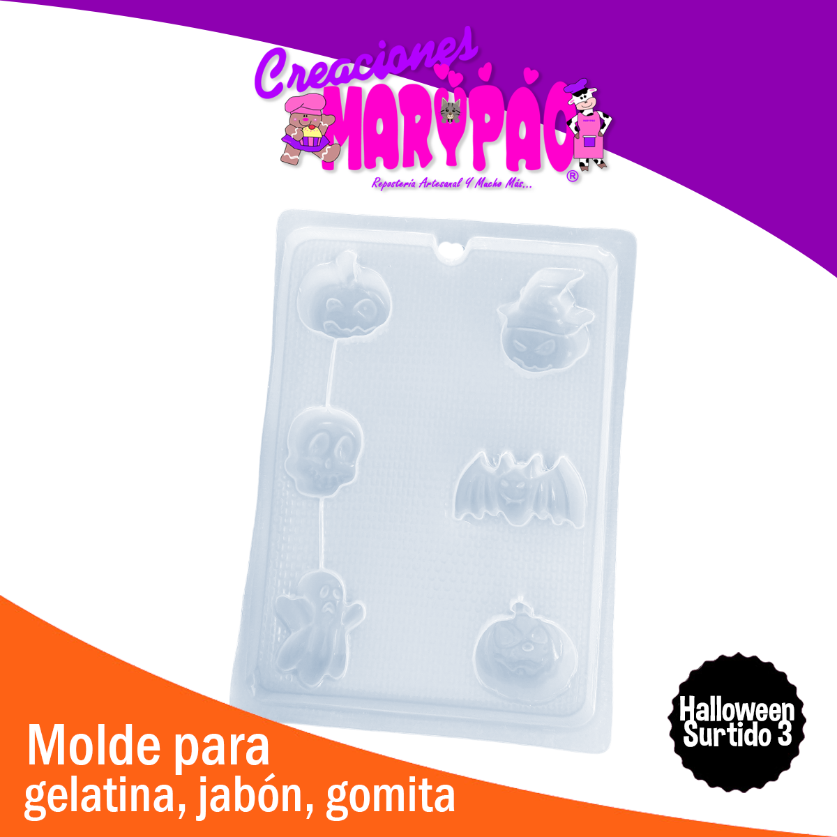 Molde Halloween Fantasma Calabaza Murciélago