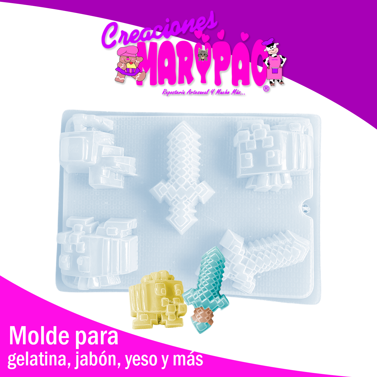 Molde Minecraft Espada Y Más ⚔️ Yeso Gelatinas