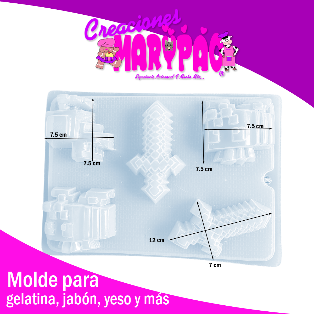 Molde Minecraft Espada Y Más ⚔️ Yeso Gelatinas