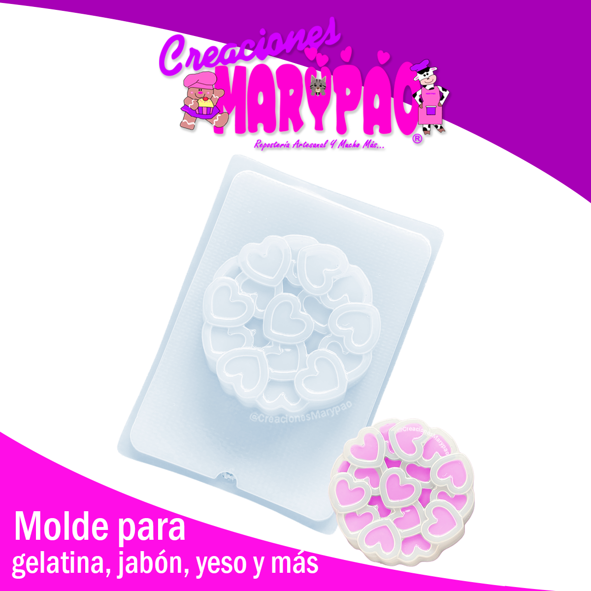 Molde Gelatina Círculo Corazones Amor💕