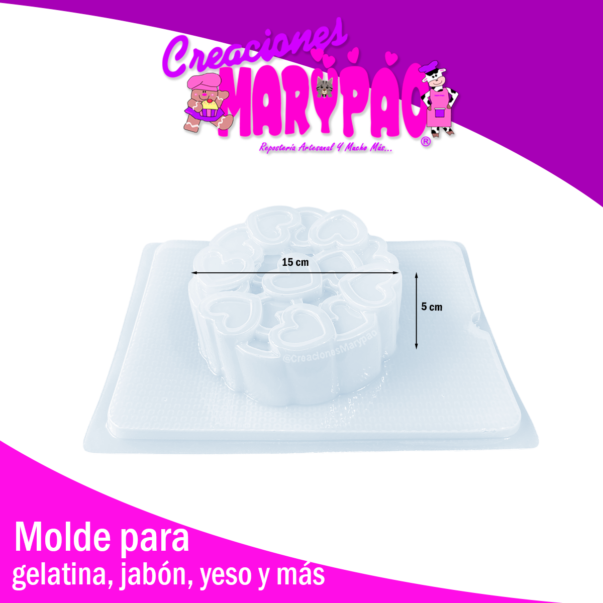 Molde Gelatina Círculo Corazones Amor💕