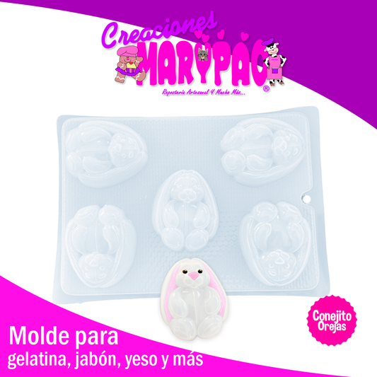 Molde Conejo Orejón Jabones Gelatinas Yeso